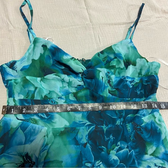 NWOT Lulus Beautiful Soul Teal Green Floral Print Twist-Front Maxi Dress - Picture 2 of 9